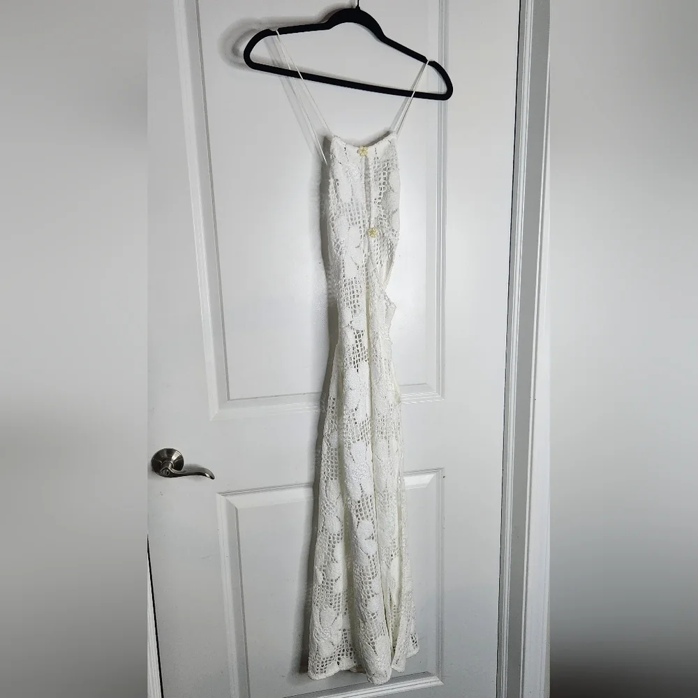 For Love And Lemons White Mitra Crochet‎ Beach Cover-Up Dress